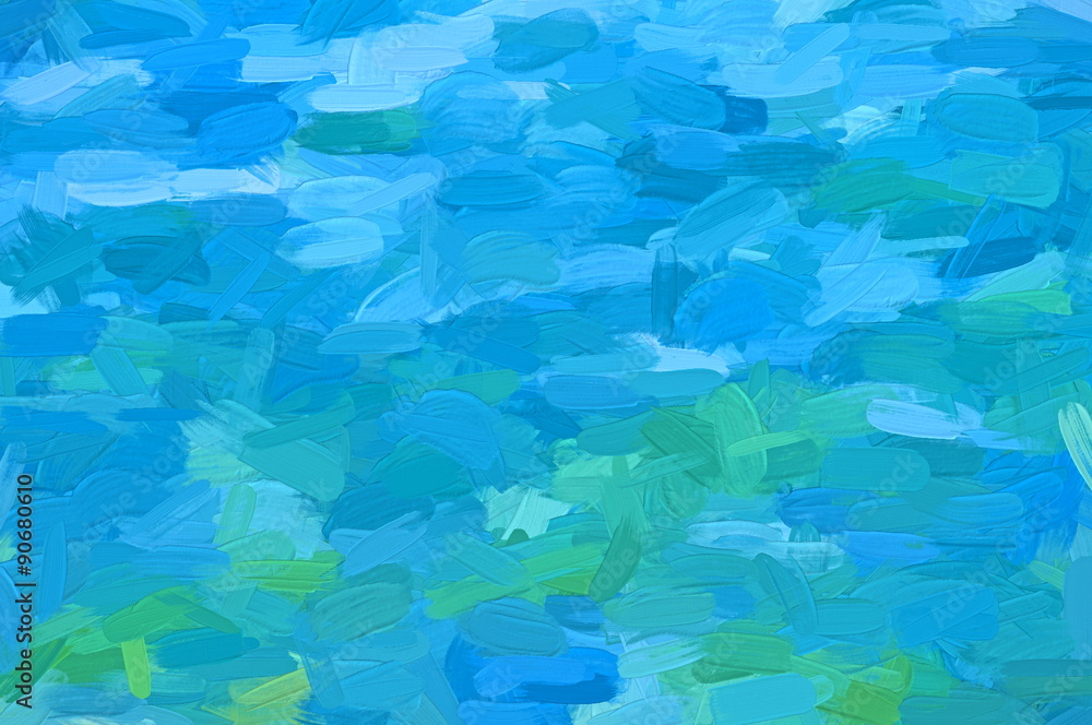 green and blue impasto  - illustration based on own photo image