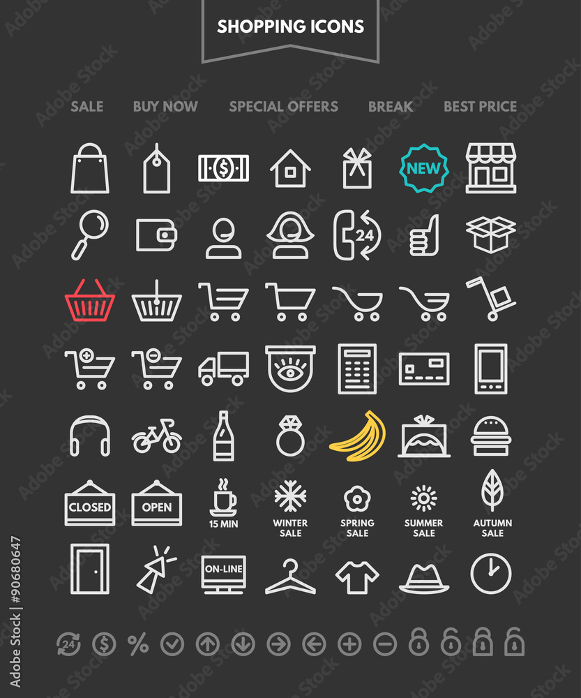 Set of Thin Line Business and Shopping Icons. Vector Illustration Set of Thin Line Business and Shopping Icons. Vector Illustration