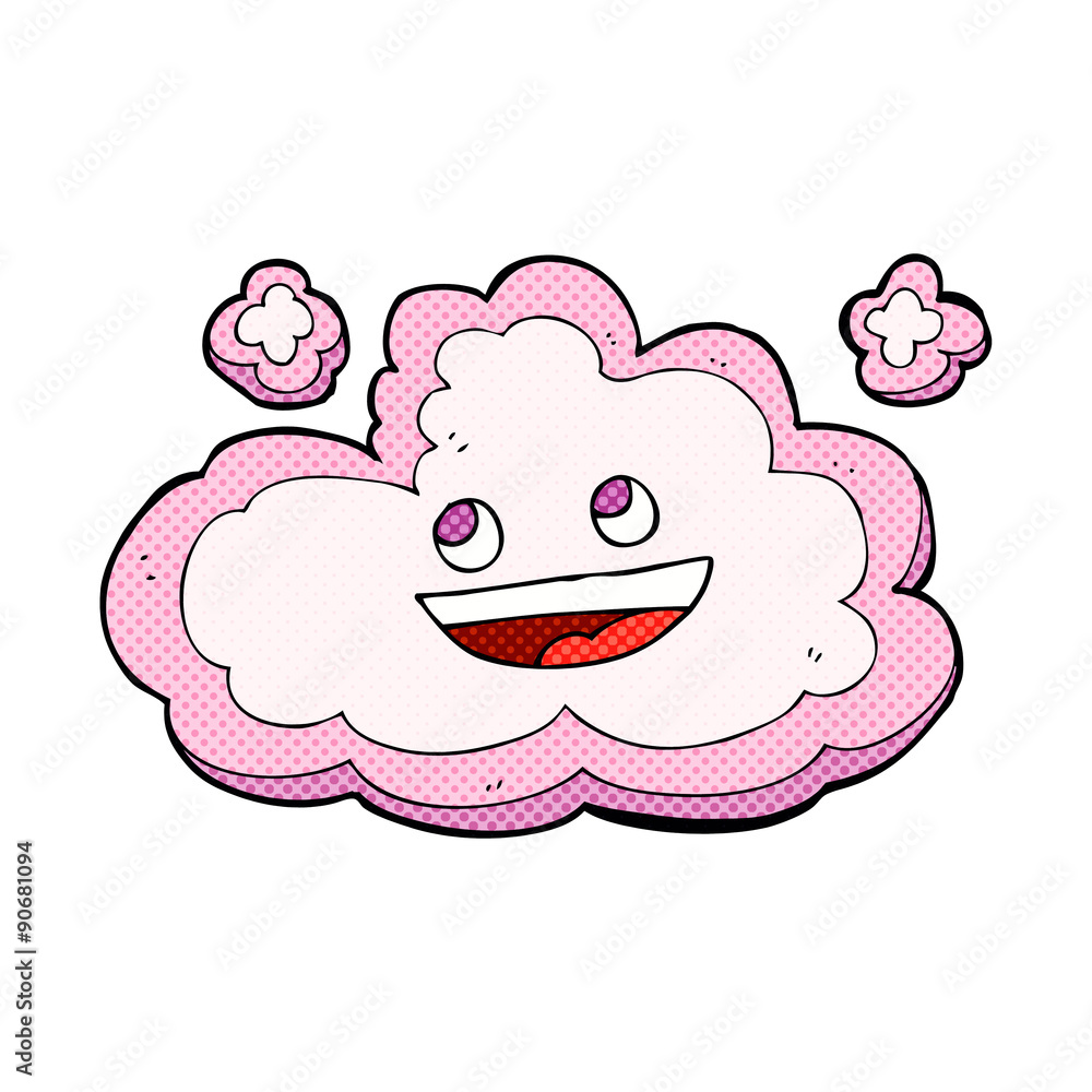 Obraz premium cartoon happy pink cloud