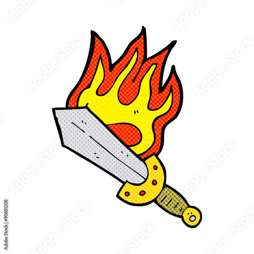 cartoon flaming sword