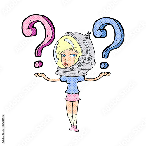 cartoon spacewoman asking questions
