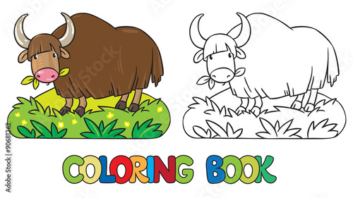 Coloring book of funny wild yak