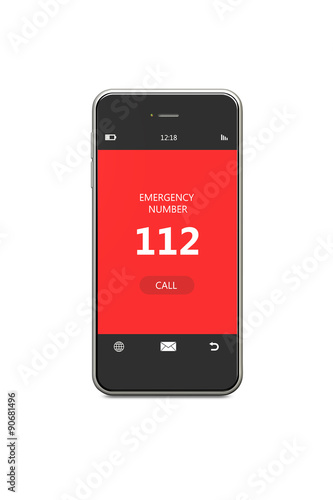 mobile phone with 122 emergency number over white