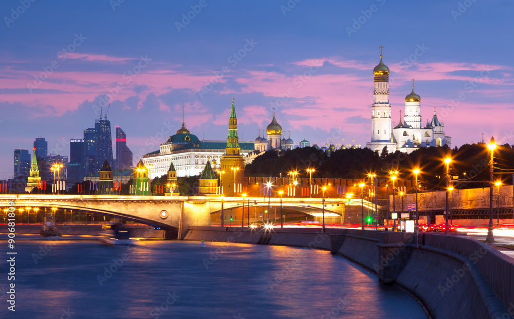 Beautiful sunset over the Moscow Kremlin, Russia