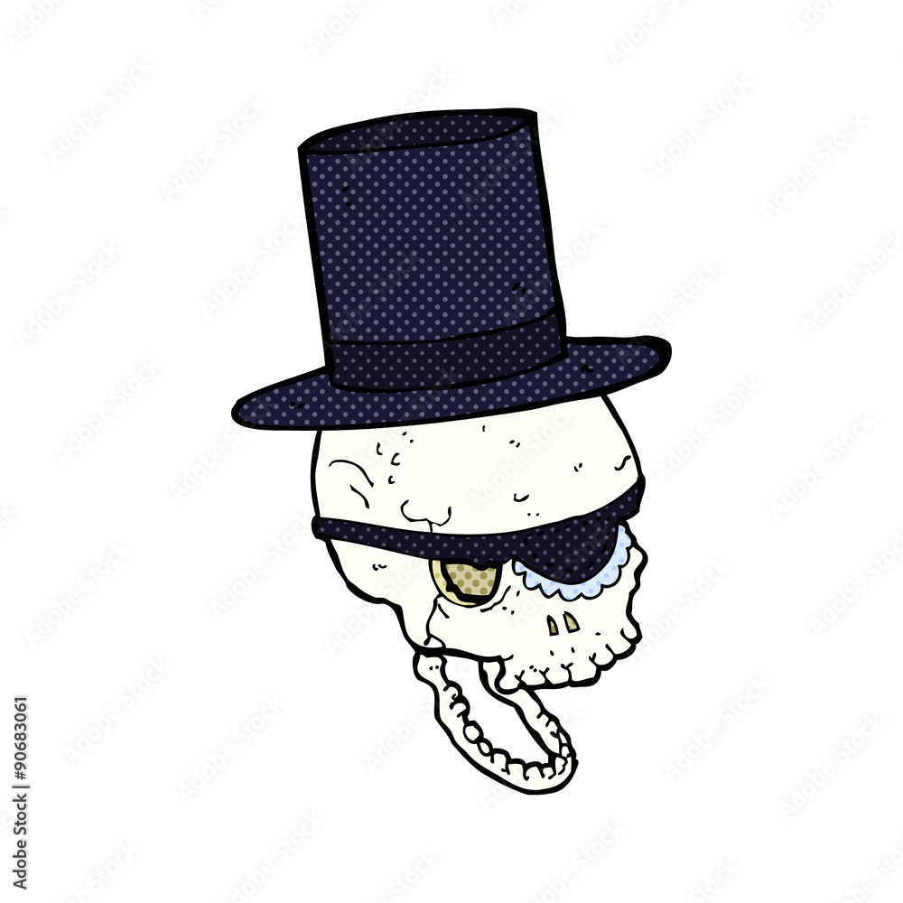 Obraz premium cartoon skull in top hat