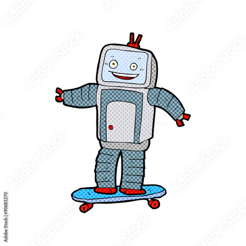 cartoon skateboarding robot