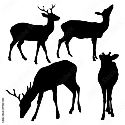 Vector Set of Dappled Deer Silhouetttes
