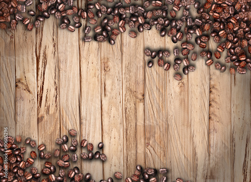 Coffee beans on wooden