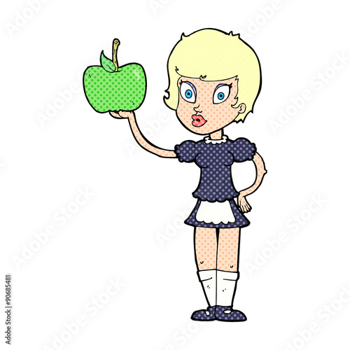 cartoon waitress with healthy food