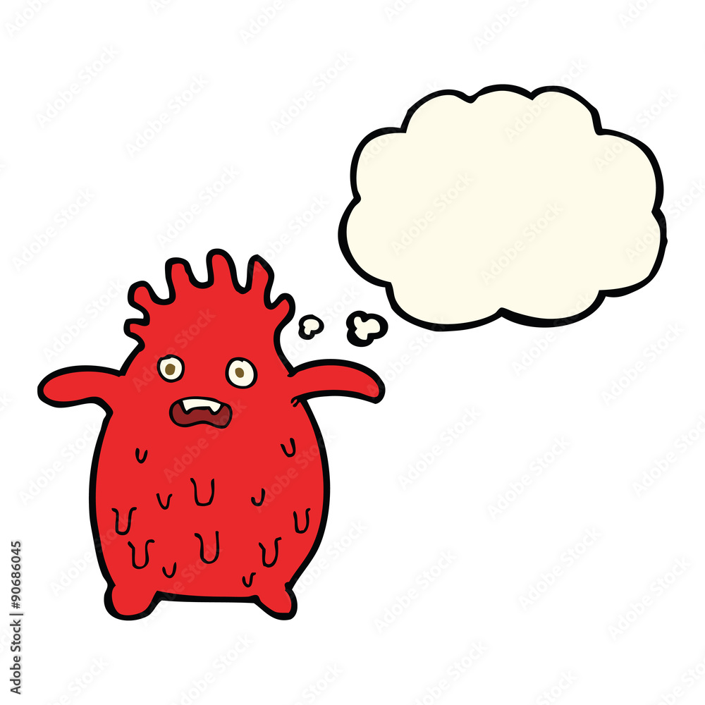 cartoon funny slime monster with thought bubble cartoon funny slime monster with thought bubble