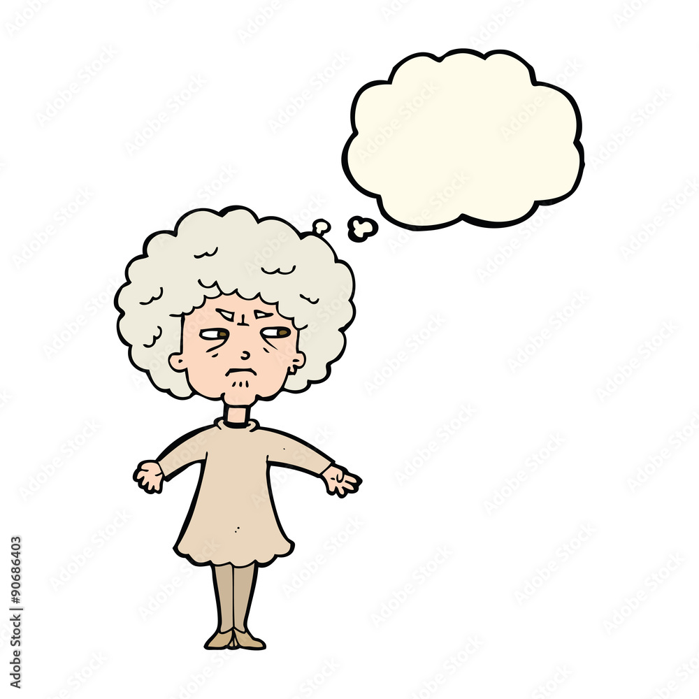 cartoon bitter old woman with thought bubble cartoon bitter old woman with thought bubble