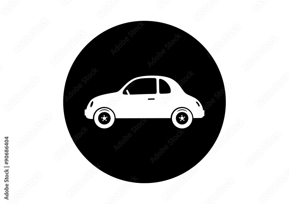 Black and white car icon on white background Black and white car icon on white background