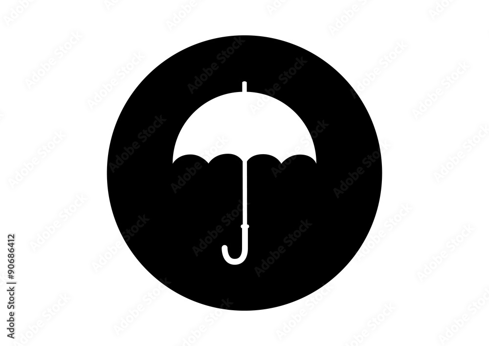 Black and white umbrella icon on white background Black and white umbrella icon on white background