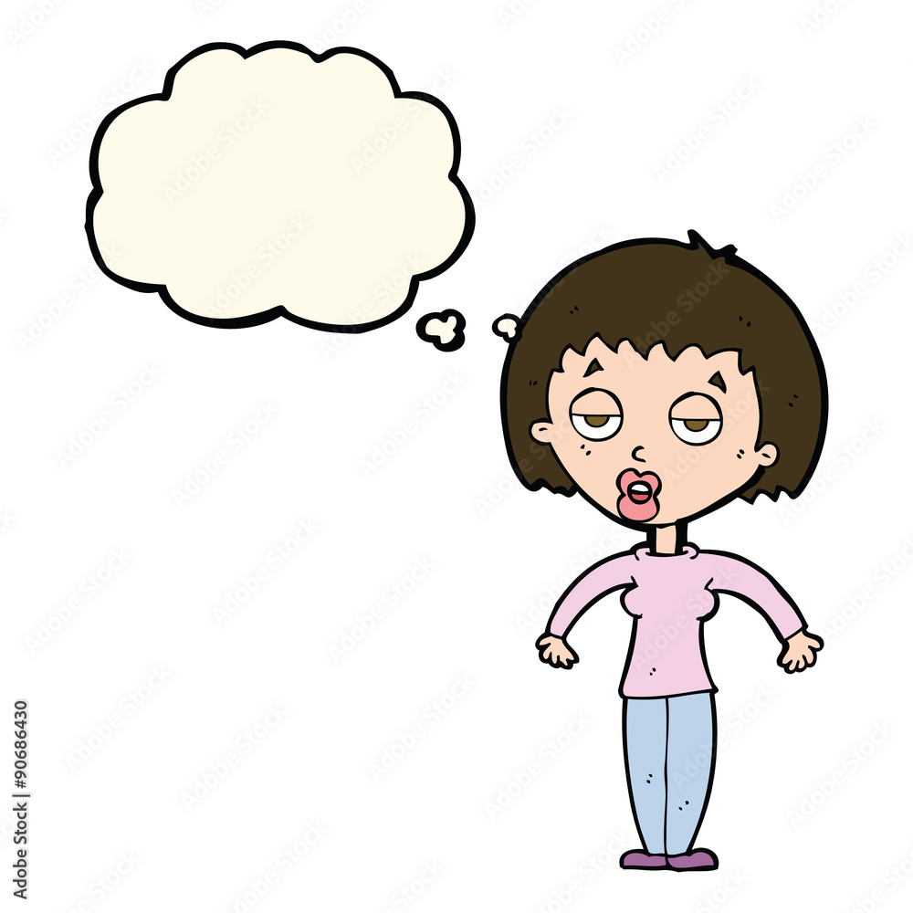 cartoon woman shrugging shoulders with thought bubble cartoon woman shrugging shoulders with thought bubble