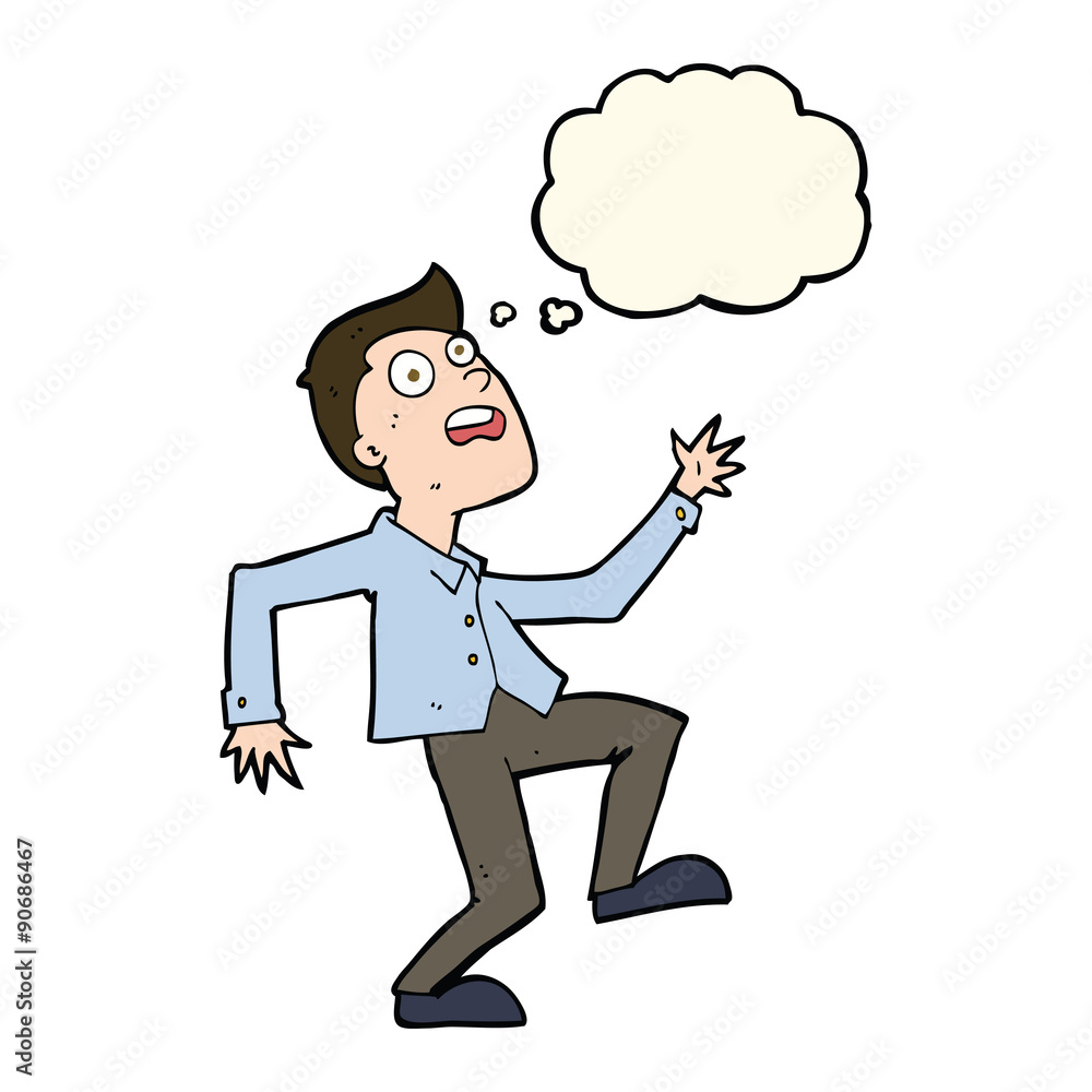 cartoon man panicking with thought bubble cartoon man panicking with thought bubble