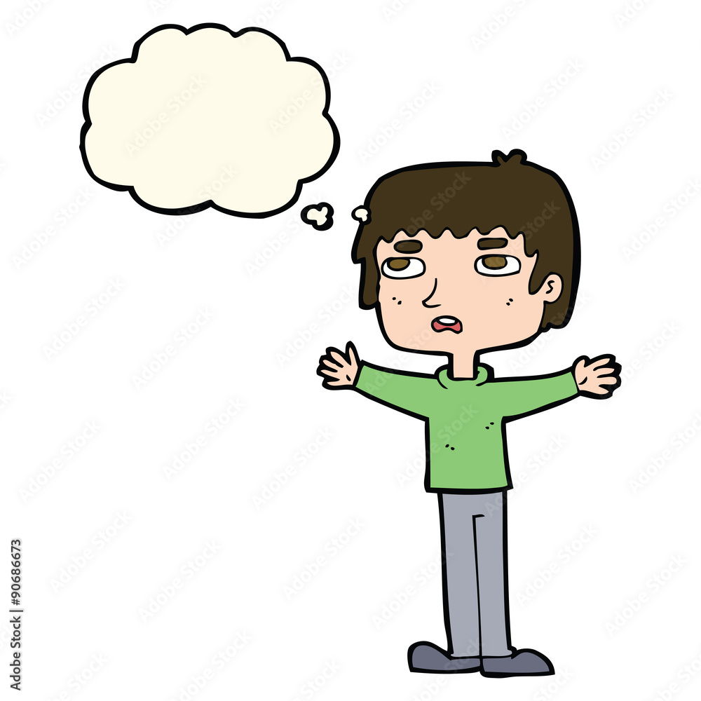 cartoon nervous man with thought bubble cartoon nervous man with thought bubble