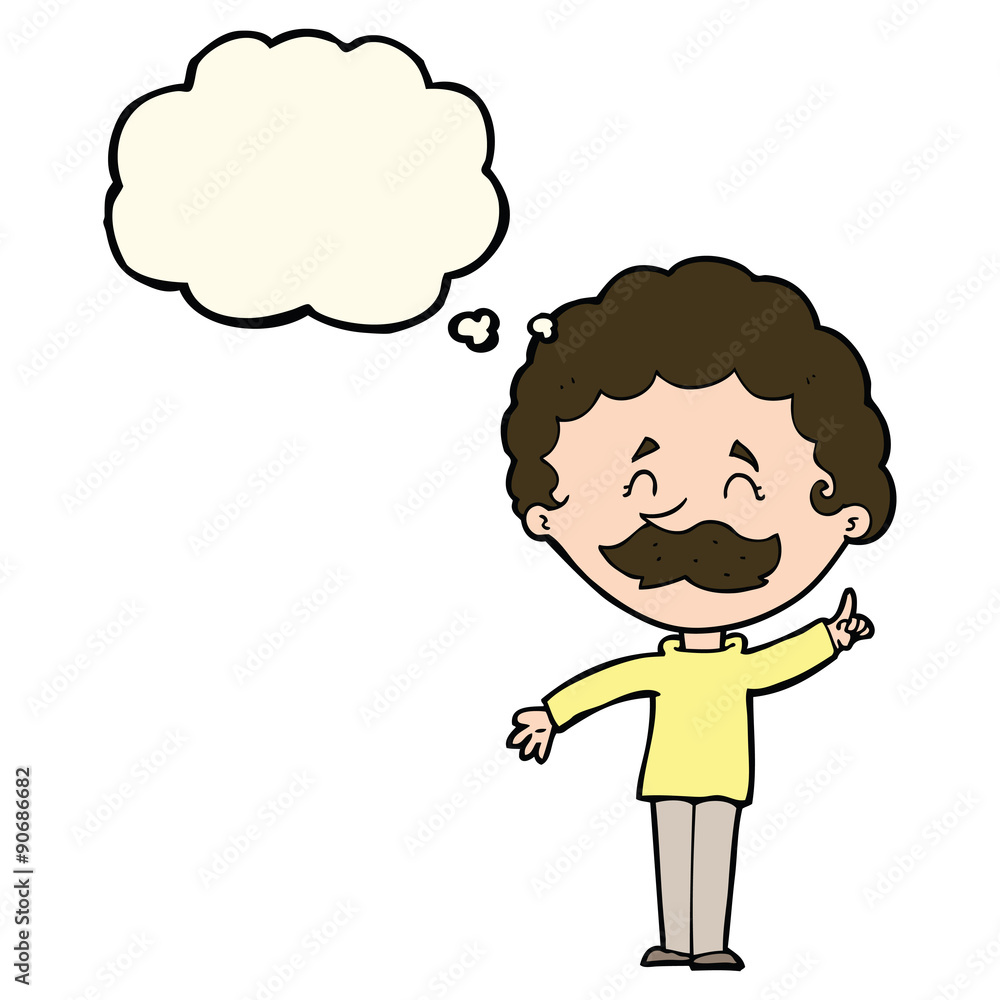 cartoon man with idea with thought bubble cartoon man with idea with thought bubble