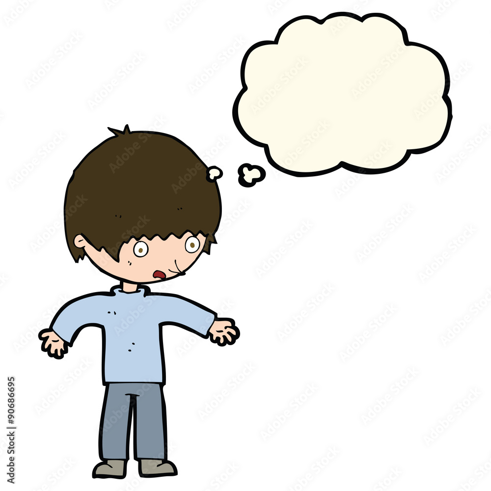 cartoon confused boy with thought bubble cartoon confused boy with thought bubble