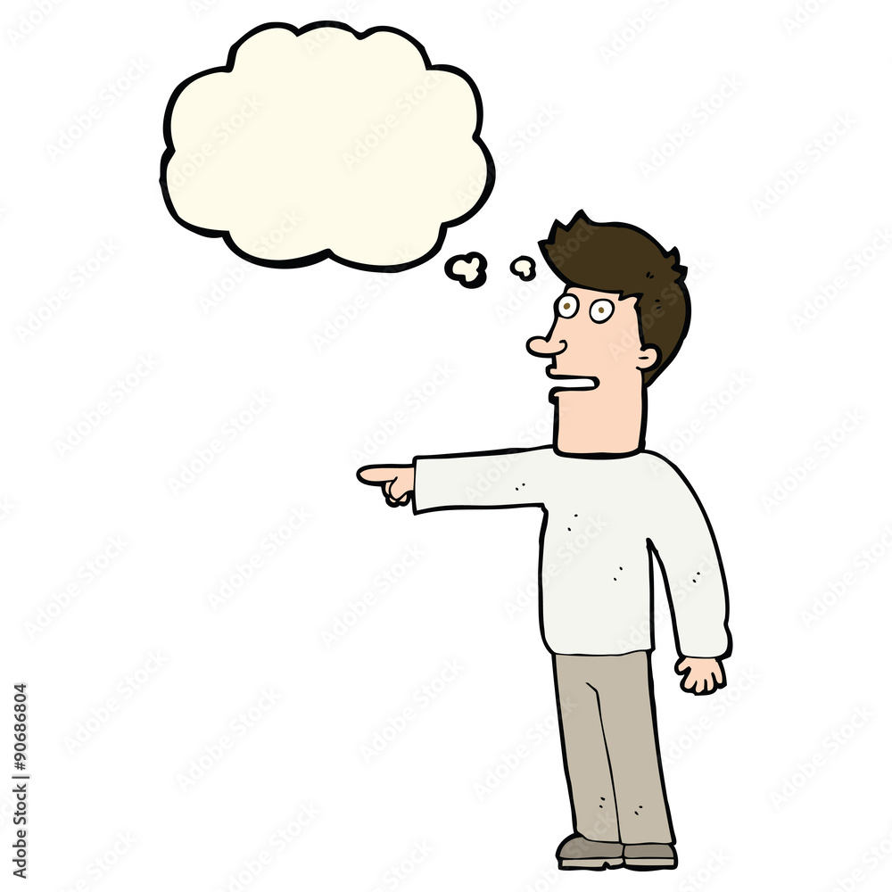 cartoon man pointing with thought bubble cartoon man pointing with thought bubble