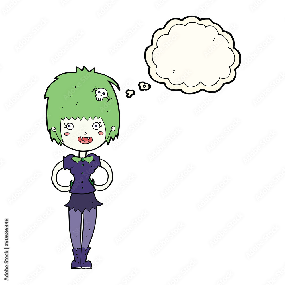 cartoon happy vampire girl with thought bubble cartoon happy vampire girl with thought bubble