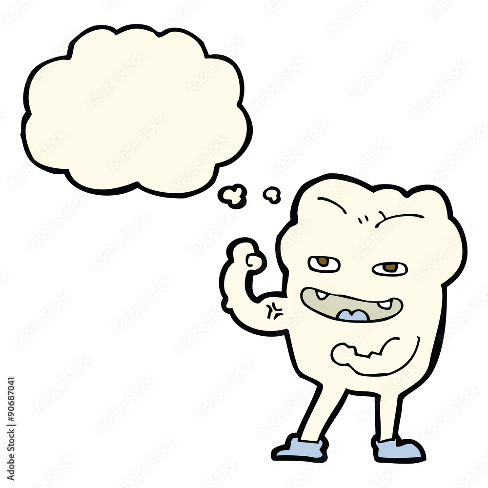cartoon strong healthy tooth with thought bubble cartoon strong healthy tooth with thought bubble