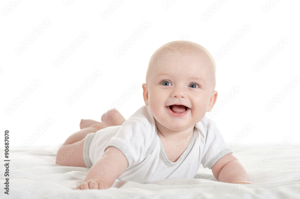 Adorable baby boy   on blanket