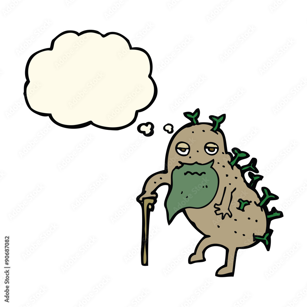 cartoon old potato with thought bubble cartoon old potato with thought bubble
