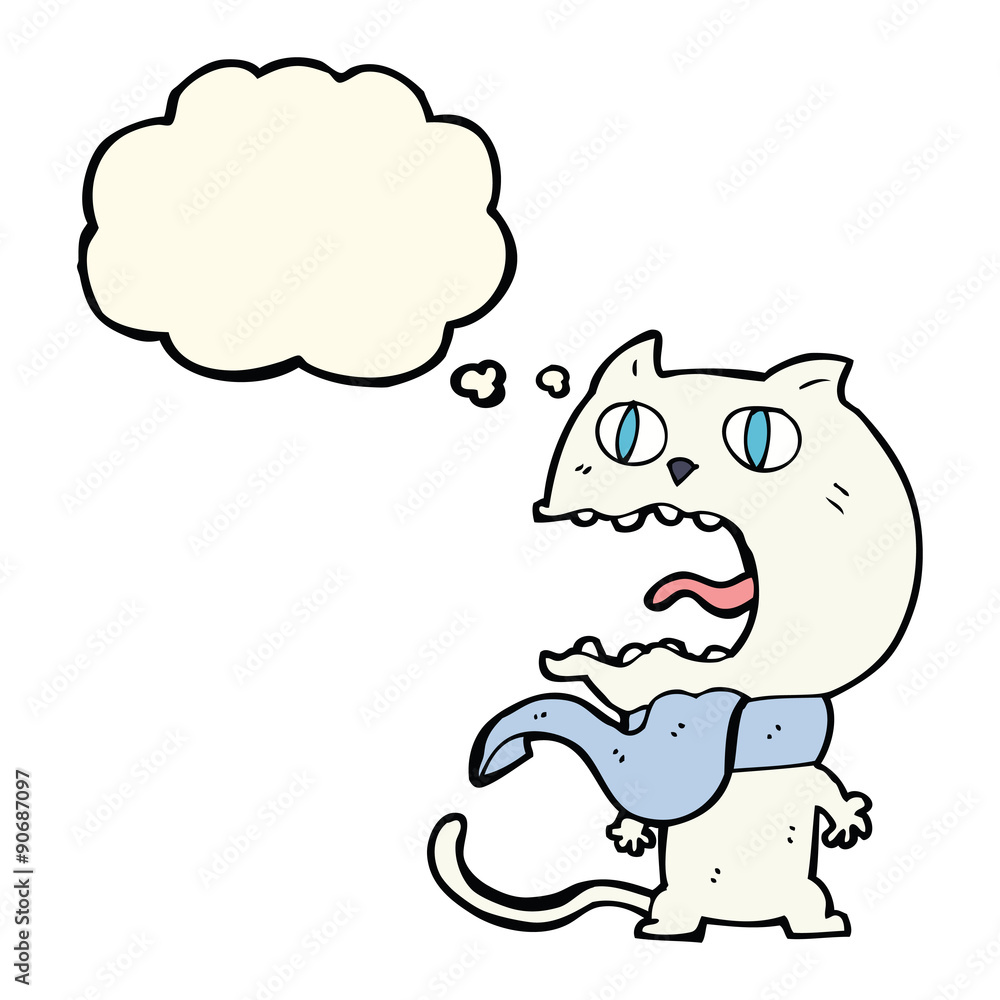 cartoon frightened cat with thought bubble cartoon frightened cat with thought bubble