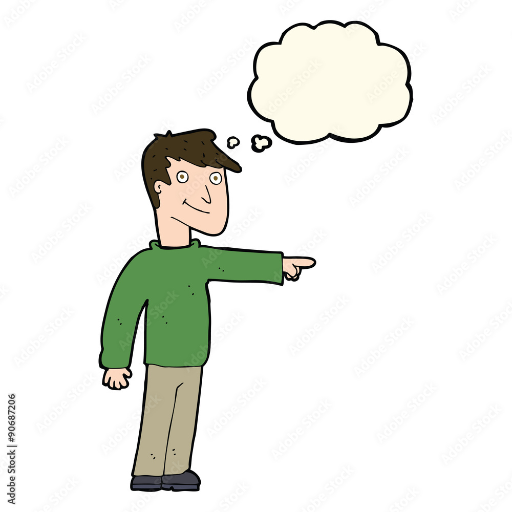 cartoon man pointing with thought bubble cartoon man pointing with thought bubble