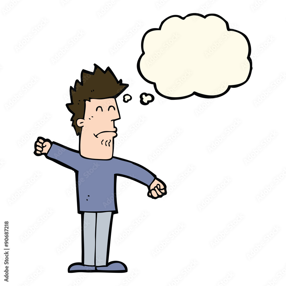 cartoon stressed man with thought bubble cartoon stressed man with thought bubble