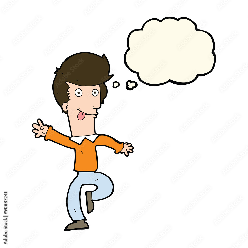 cartoon man dancing with thought bubble cartoon man dancing with thought bubble