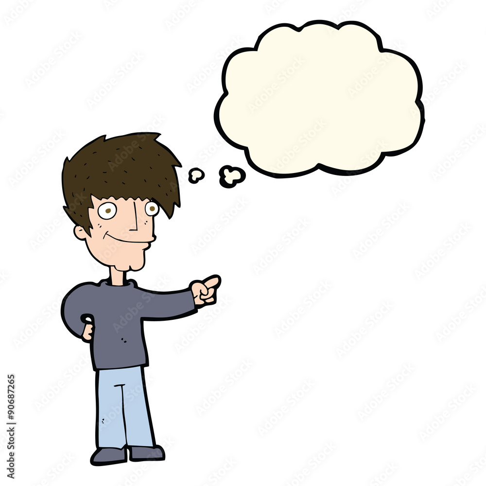 cartoon man pointing with thought bubble cartoon man pointing with thought bubble