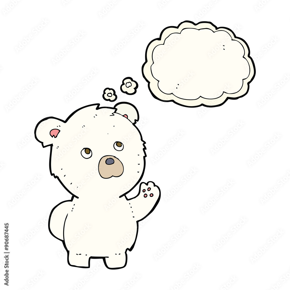 cartoon waving polar bear with thought bubble cartoon waving polar bear with thought bubble