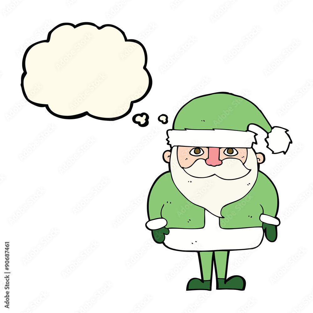 cartoon santa claus with thought bubble cartoon santa claus with thought bubble