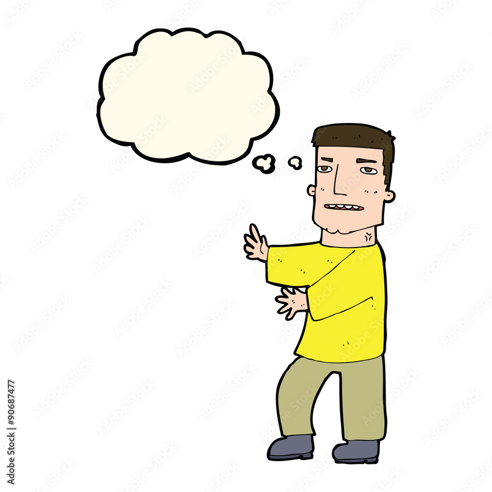 cartoon man gesturing with thought bubble cartoon man gesturing with thought bubble
