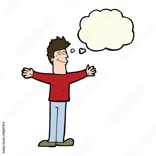 Wallpaper Mural cartoon happy man with thought bubble Torontodigital.ca