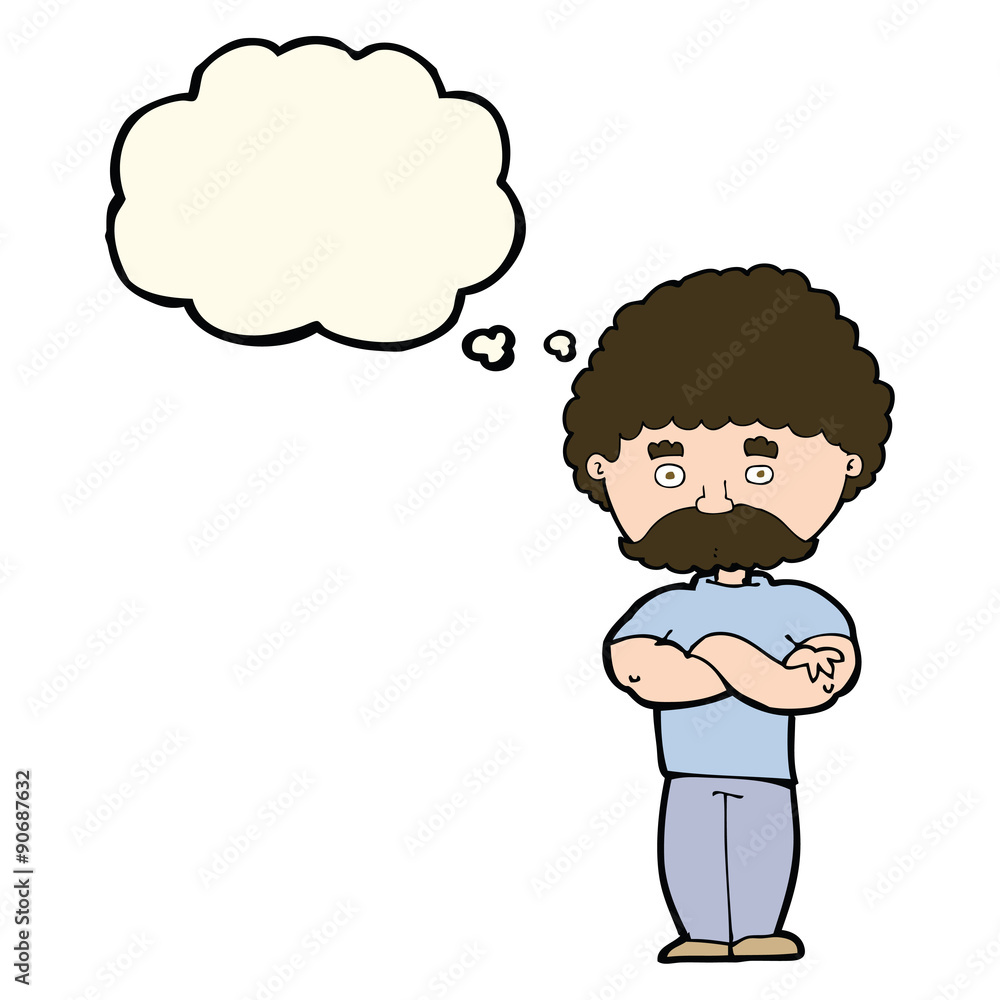 cartoon dad with folded arms with thought bubble cartoon dad with folded arms with thought bubble