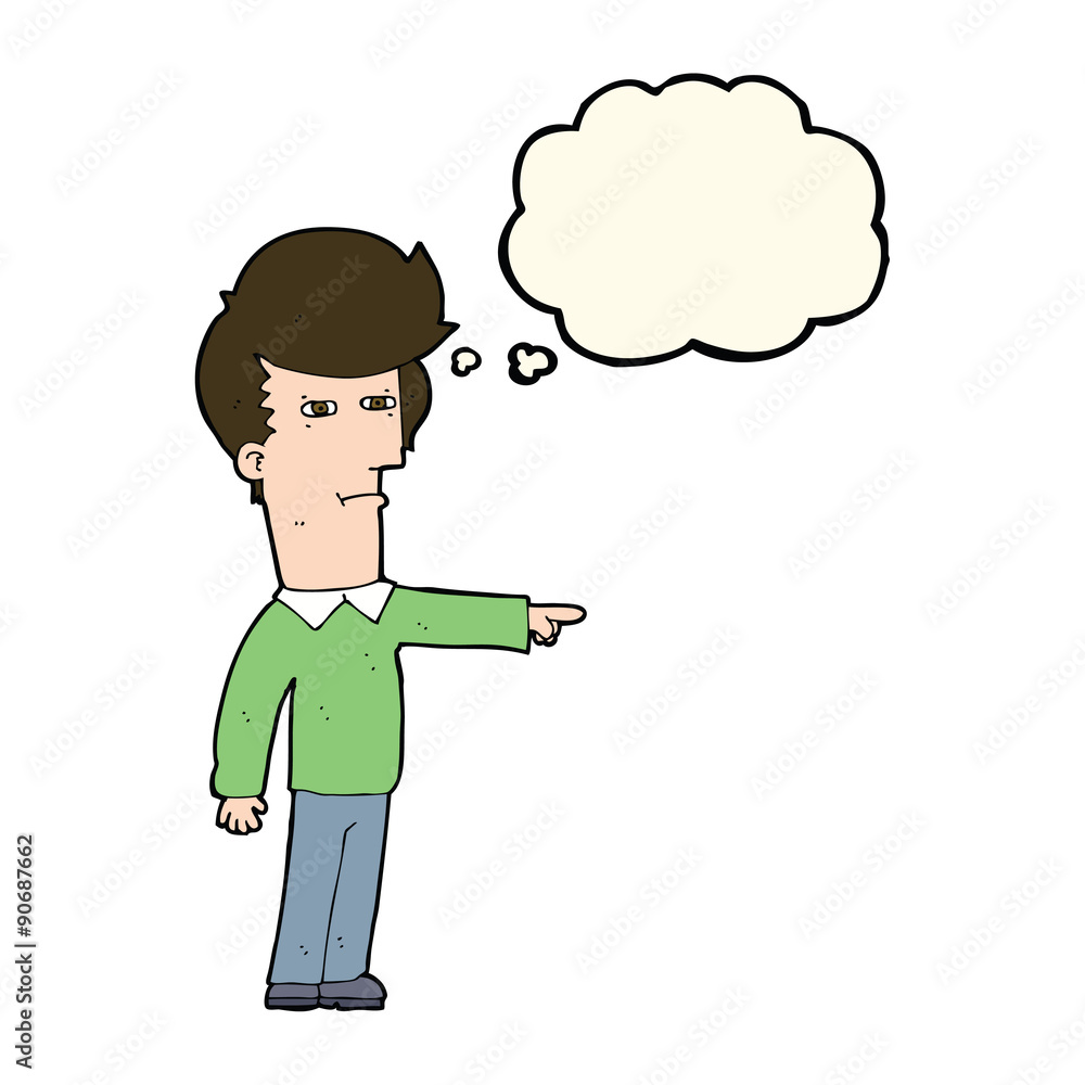 cartoon man blaming with thought bubble cartoon man blaming with thought bubble