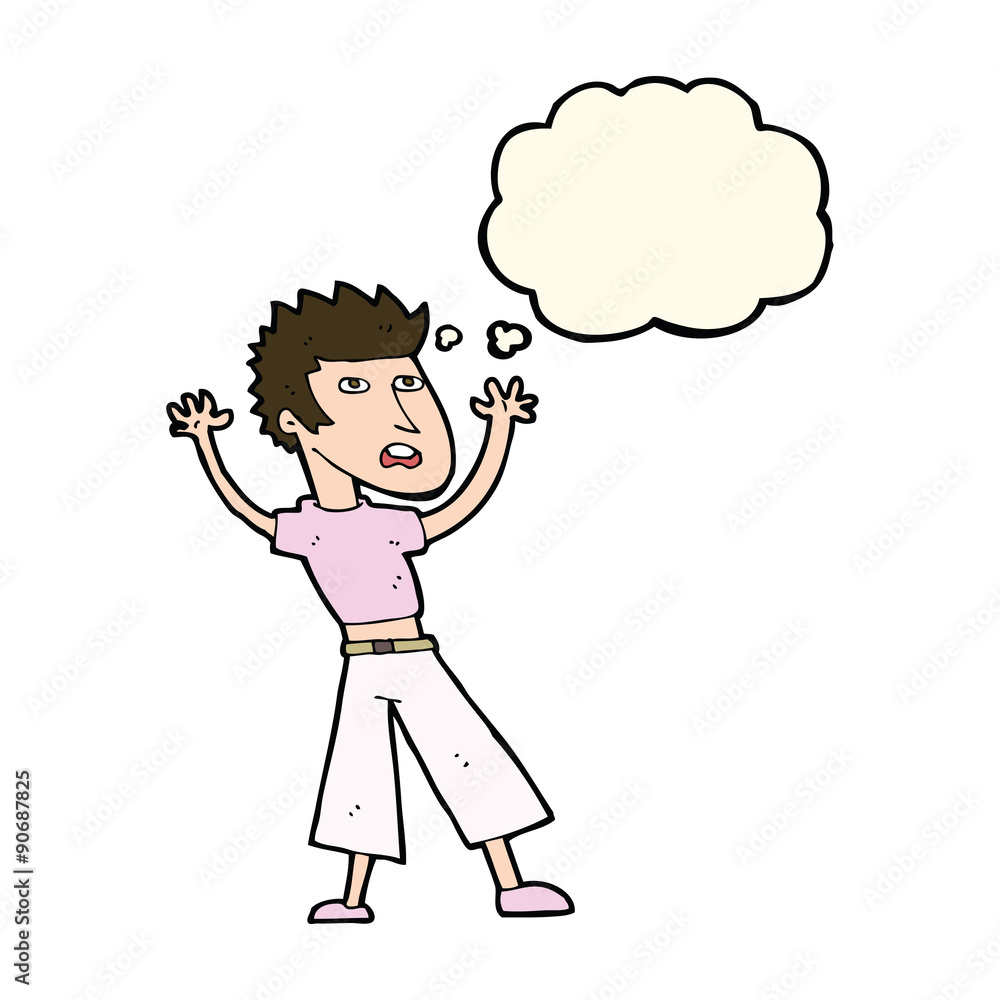 cartoon man panicking with thought bubble cartoon man panicking with thought bubble