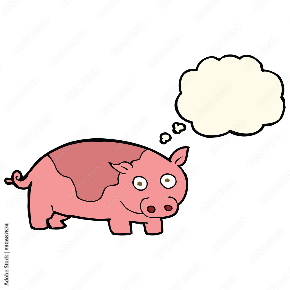 cartoon pig with thought bubble cartoon pig with thought bubble