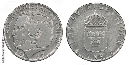 One Swedish Kronor coin photo