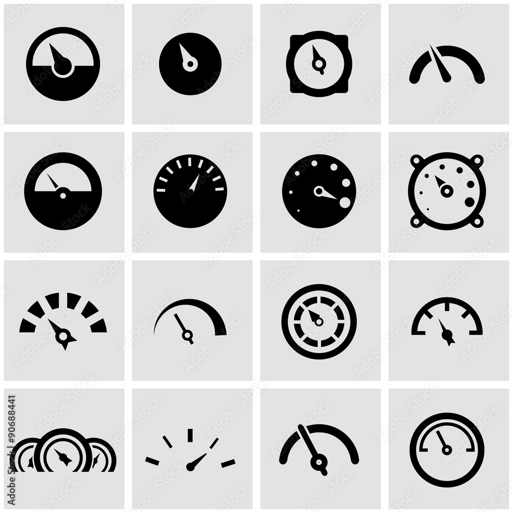 Vector black meter icon set Vector black meter icon set