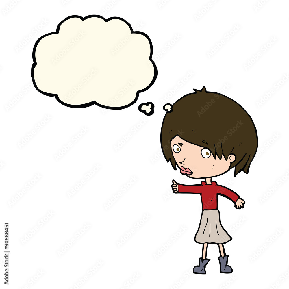 cartoon woman raising eyebrow with thought bubble cartoon woman raising eyebrow with thought bubble