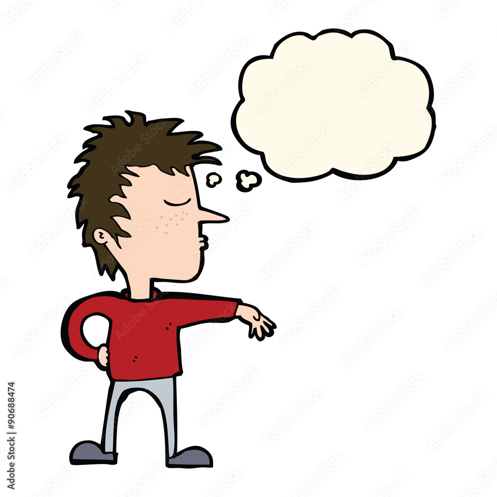 cartoon man making camp gesture with thought bubble cartoon man making camp gesture with thought bubble