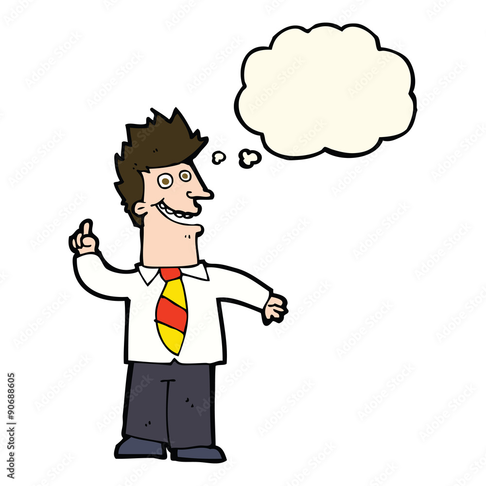 cartoon man with good idea with thought bubble cartoon man with good idea with thought bubble