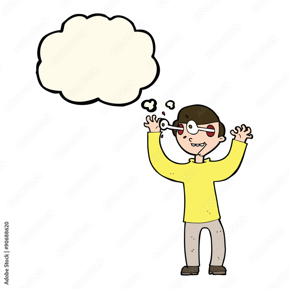 cartoon man with eyes popping out of head with thought bubble cartoon man with eyes popping out of head with thought bubble