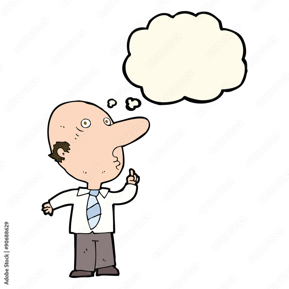 cartoon bald man asking question with thought bubble cartoon bald man asking question with thought bubble