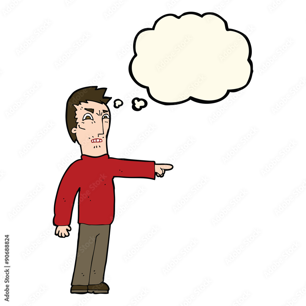 cartoon angry man pointing with thought bubble cartoon angry man pointing with thought bubble