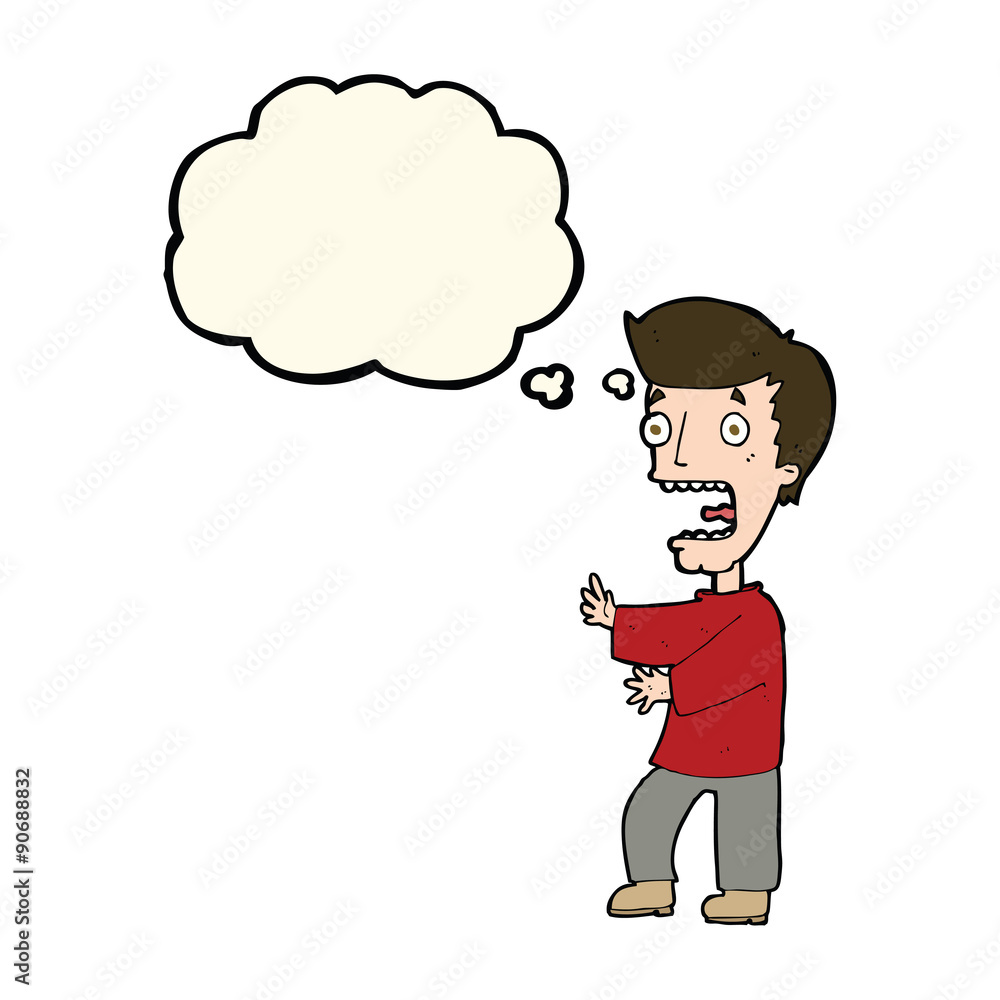 cartoon terrified man with thought bubble cartoon terrified man with thought bubble