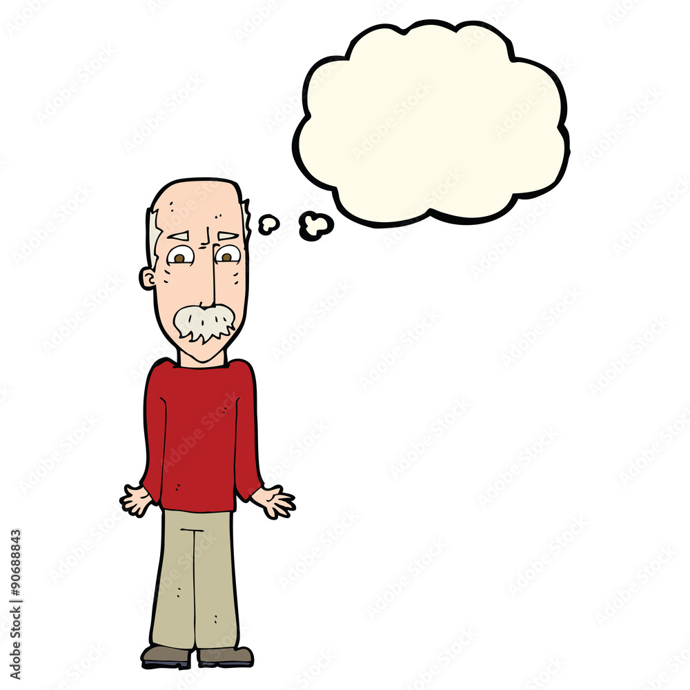 cartoon dad shrugging shoulders with thought bubble cartoon dad shrugging shoulders with thought bubble